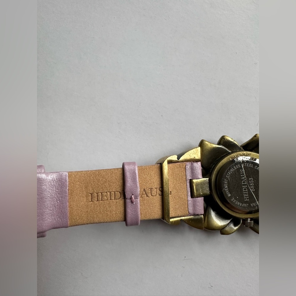 Heidi Daus Bracelet Watch Floral Watch w Leather Strap with Swarovski Crystals - Picture 6 of 10